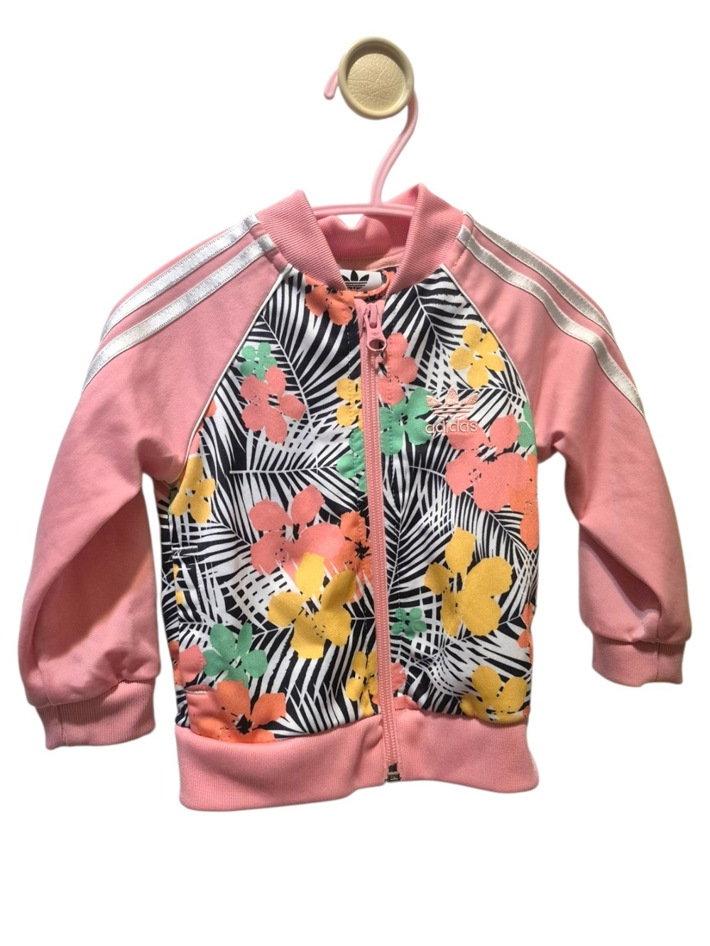 adidas Kids' Pink Floral Zip Jacket